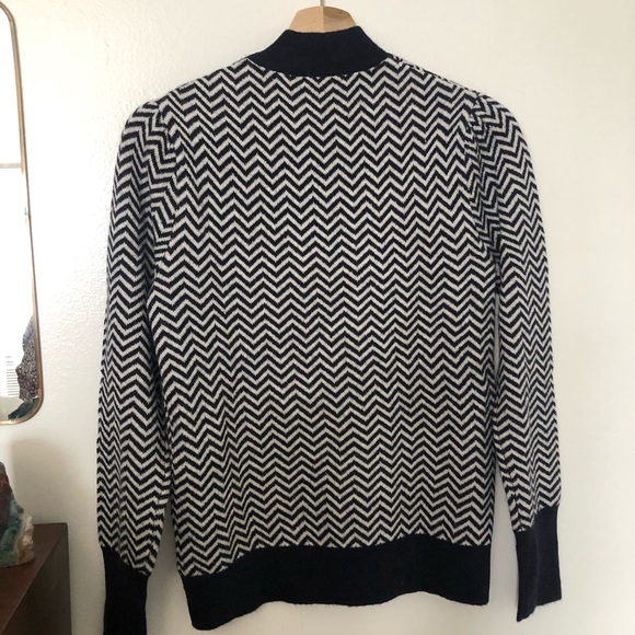 J Crew Button Detail Mockneck Sweatet Herringbone - Picture 3 of 6